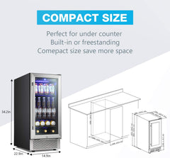 Antarctic Star 15 Inch Beverage Refrigerator Digital Memory Temperature