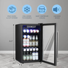 Antarctic Star Beverage Refrigerator Cooler -120 Can  Small Drink Dispenser Clear Front Door