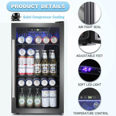 Antarctic Star Beverage Refrigerator Cooler -120 Can  Small Drink Dispenser Clear Front Door