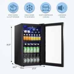 Antarctic Star Beverage Refrigerator Cooler -120 Can  Small Drink Dispenser Clear Front Door