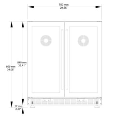 WineCools- KBUSF66BW 30" Under Counter Low-E Glass Door Wine and Beer Cooler Combo