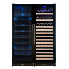 WineCools- KBU170BW2 72" Large Wine And Beverage Cooler Drinks Combo With Clear Door