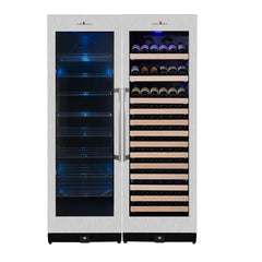 WineCools- KBU170BW2 72" Large Wine And Beverage Cooler Drinks Combo With Clear Door