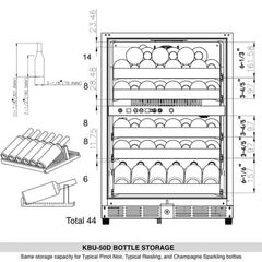 WineCools- KBU50DX 44 Bottles 24 inch Under Counter Dual Zone Wine Cooler