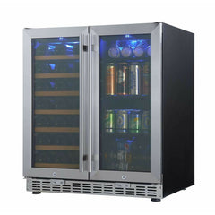 WineCools- KBUSF66BW 30" Under Counter Low-E Glass Door Wine and Beer Cooler Combo