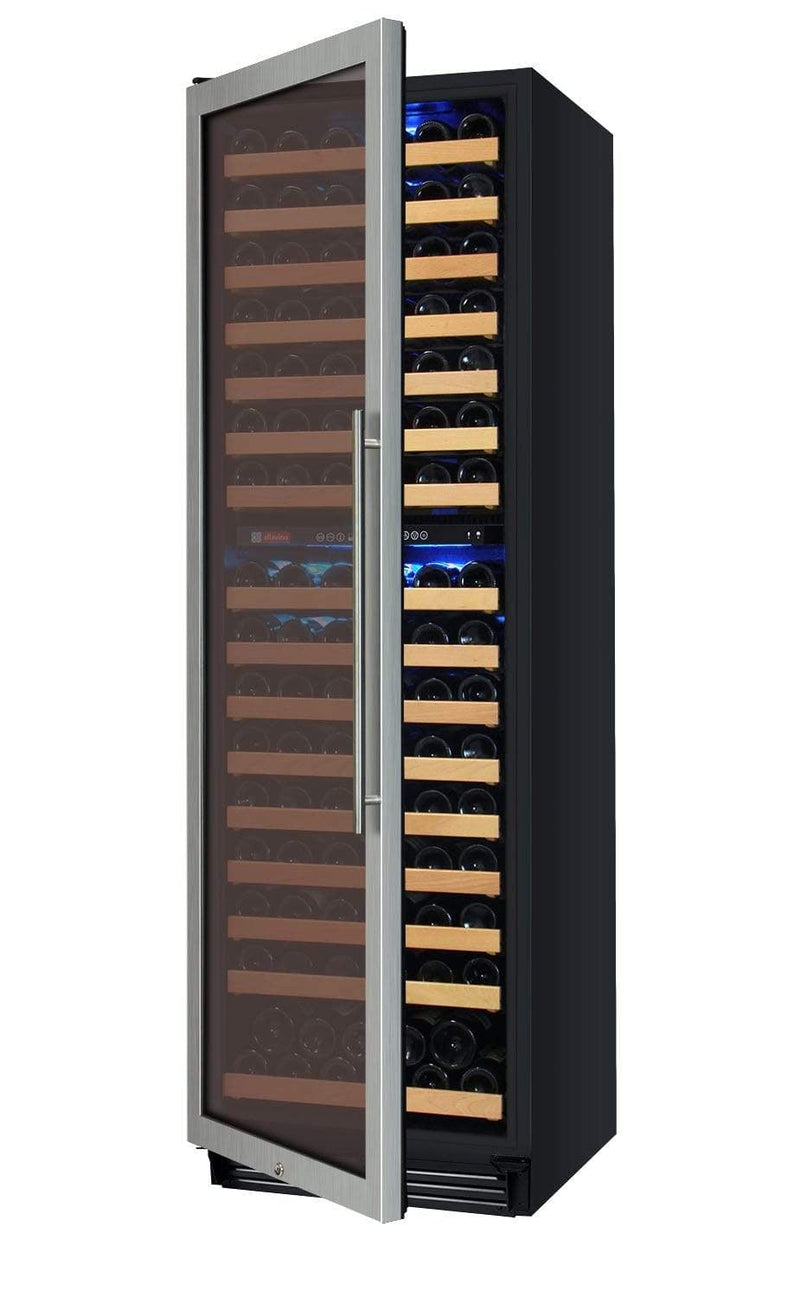 Allavino FlexCount Classic II Tru-Vino 172 Bottle Dual Zone Stainless Steel Left Hinge Wine Refrigerator YHWR172-2SL20