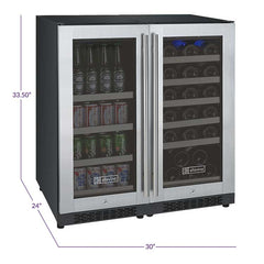 Allavino FlexCount II Tru-Vino 30 Bottle/88 Can Dual Zone Stainless Steel Beverage/Wine Fridge VSWB30-2SF20