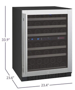 Allavino FlexCount II Tru-Vino 56 Bottle Dual Zone Stainless Steel Right Hinge Wine Fridge VSWR56-2SR20