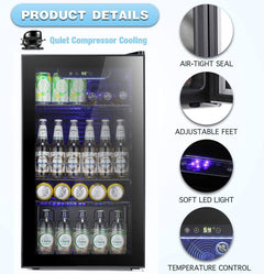 Antarctic Star Beverage Refrigerator -120 Can Mini Fridge with Adjustable Removable Shelves