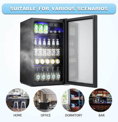 Antarctic Star Beverage Refrigerator -120 Can Mini Fridge with Adjustable Removable Shelves