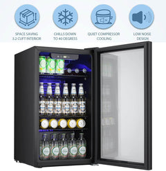 Antarctic Star Beverage Refrigerator -120 Can Mini Fridge with Adjustable Removable Shelves