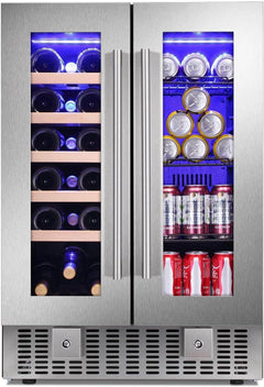 Antarctic Star 24 Inch Beverage Refrigerator Buit-in Wine Cooler Clear Glass Door