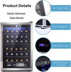 Antarctic Star 36 Bottle Wine Cooler Compressor Digital Freestanding Door Black Glass