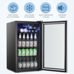 Antarctic Star Beverage Refrigerator Cooler - 100 Can Mini Fridge Glass Door