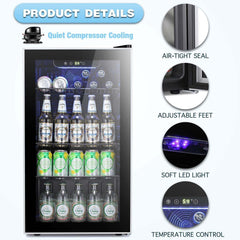 Antarctic Star Beverage Refrigerator Cooler - 100 Can Mini Fridge Glass Door