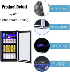 Antarctic Star Beverage Refrigerator -145 Can Mini Fridge with Adjustable Removable Shelves