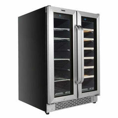 Whynter 24" Built-In French Door Dual Zone 20 Bottle Wine 60 Can Beverage Cooler BWB-2060FDS