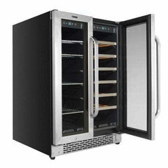 Whynter 24" Built-In French Door Dual Zone 20 Bottle Wine 60 Can Beverage Cooler BWB-2060FDS