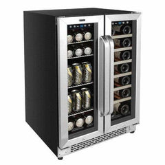 Whynter 24" Built-In French Door Dual Zone 20 Bottle Wine 60 Can Beverage Cooler BWB-2060FDS