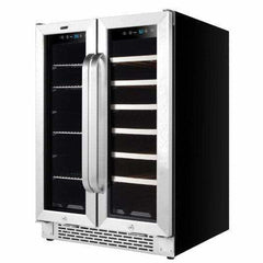 Whynter 24" Built-In French Door Dual Zone 20 Bottle Wine 60 Can Beverage Cooler BWB-2060FDS