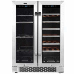 Whynter 24" Built-In French Door Dual Zone 20 Bottle Wine 60 Can Beverage Cooler BWB-2060FDS