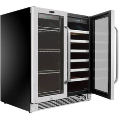 Whynter 30″ Built-In French Door Dual Zone 33 Bottle Wine Refrigerator 88 Can Beverage Center BWB-3388FDS