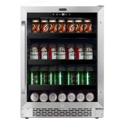 Whynter Built-In 24 inch 140 Can Undercounter Stainless Steel Beverage Refrigerator with Reversible Door BBR-148SB